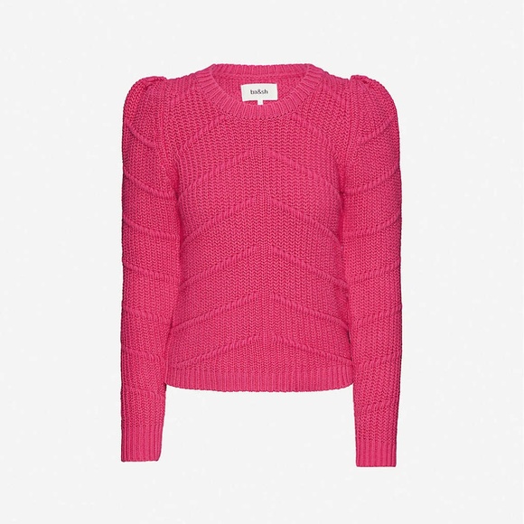 NWT BA&SH Dabney Cotton Blend Fuchsia Sweater L - Picture 4 of 4